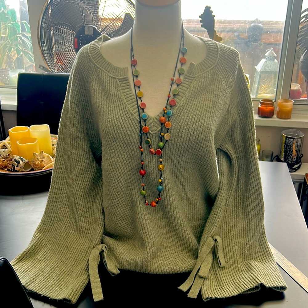 Aerie bell sleeve deep v sweater